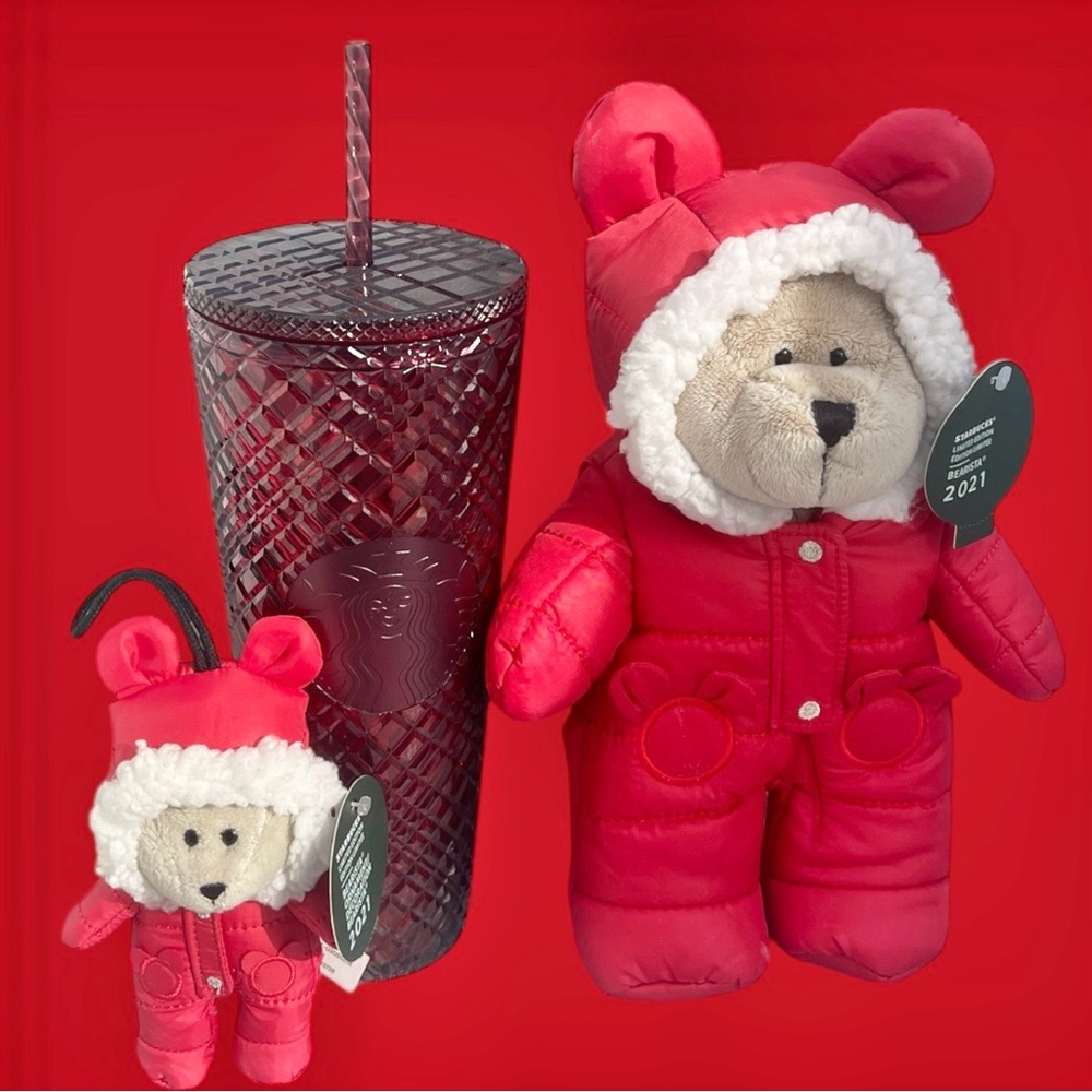 Starbucks 3Pc NWT Barista Bears & Red diamond Tumbler 2021 Collectable